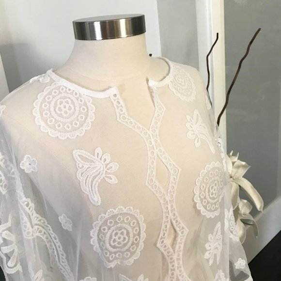 Boho Lace Cover Up Caftan Maxi OSFM - Picture 11 of 14